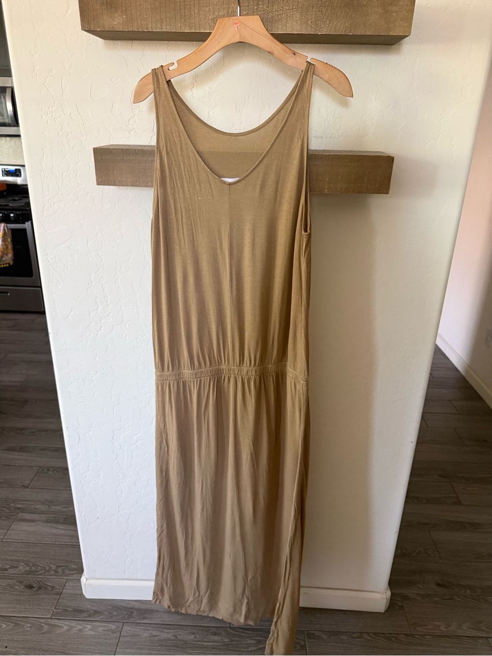 Everlane|The Ryan maxi tank dress in Camel Tan sleeveless Drapey style•••LARGE - Picture 7 of 14